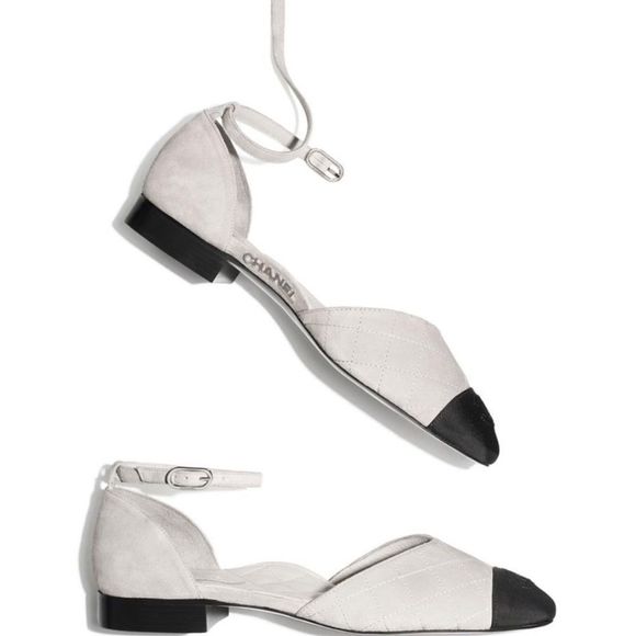 CHANEL Shoes - Chanel captoe suede maryjane ballet ankle strap flat